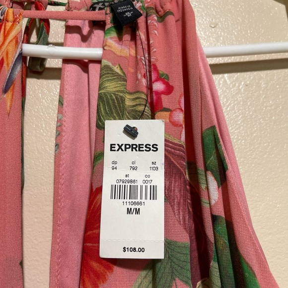 Express Floral Maxi Dress Open Sides Cutout Pink Size M (Medium) NWT - Picture 3 of 4